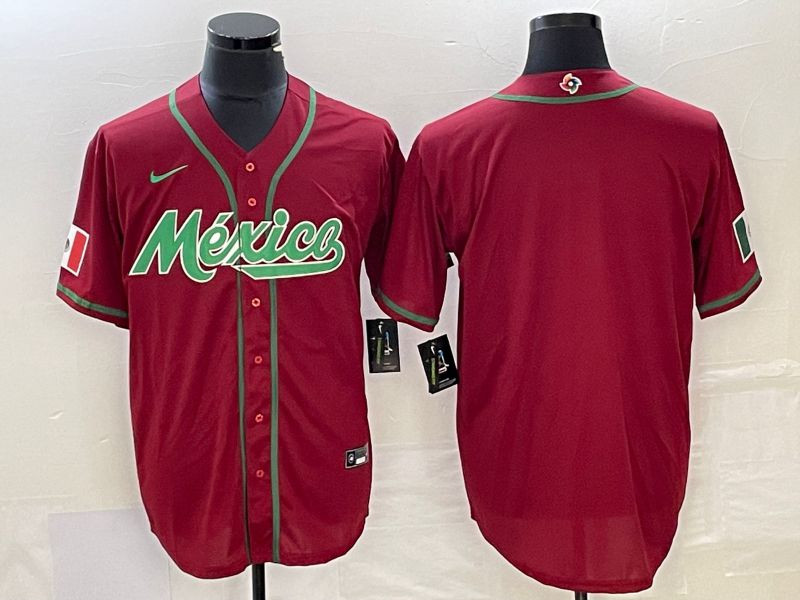Men 2023 World Cub Mexico Blank Red Nike MLB Jersey->more jerseys->MLB Jersey